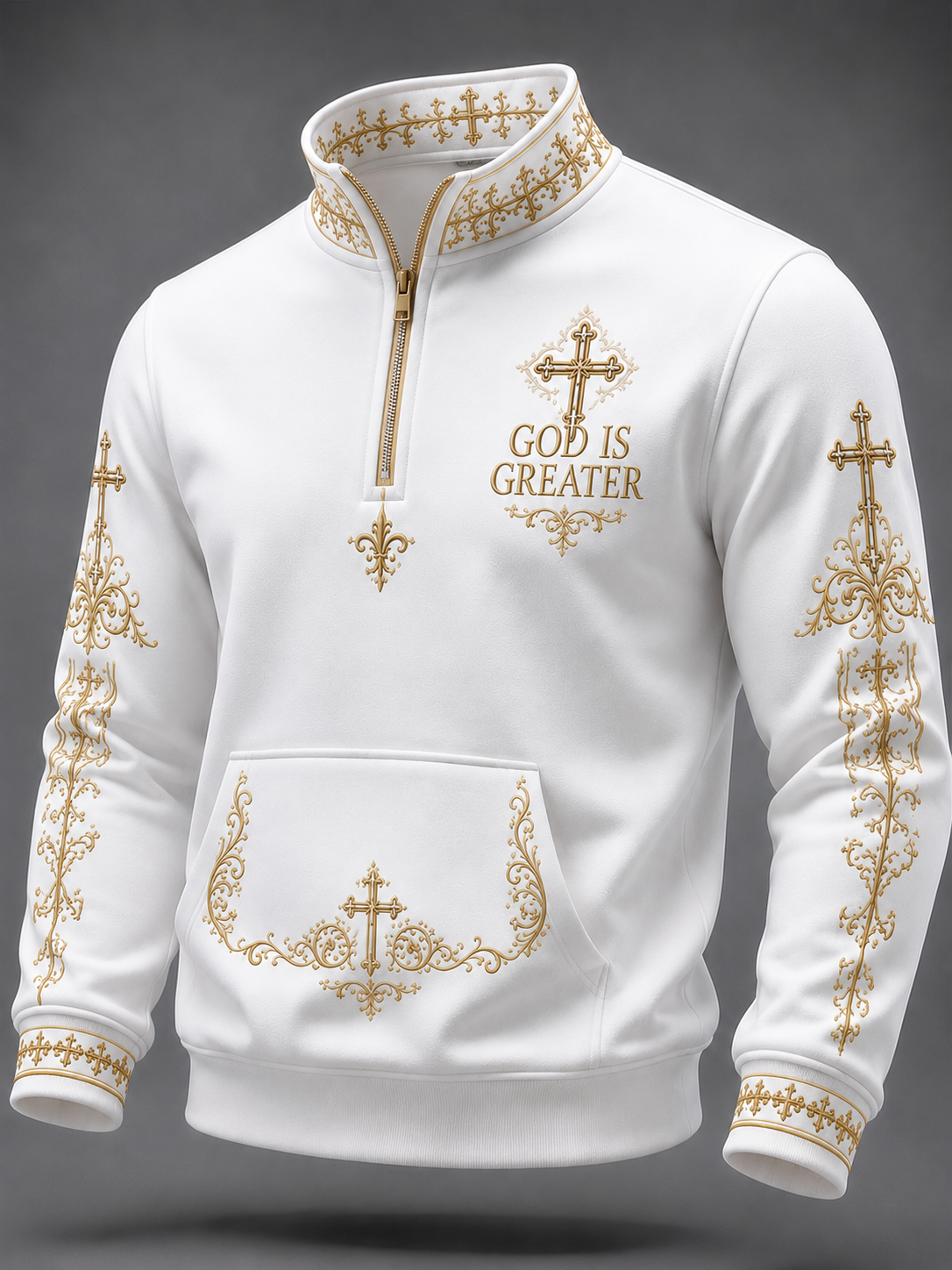 Faith Art Print Long Sleeve Zipper Sweatshirt